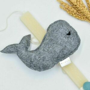 Πασχαλινή αρωματική λαμπάδα φάλαινα γκρι - λαμπάδες, για παιδιά, πασχαλινά δώρα, ζωάκια, παιχνιδολαμπάδες - 2