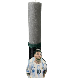 Πασχαλινή λαμπάδα ποδοσφαιριστής «Messi» - αγόρι, λαμπάδες, με ξύλινο στοιχείο