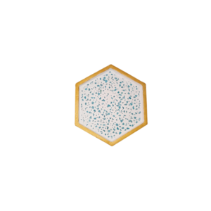Εξάγωνο σουβερ 3 τεμαχίων απο σκόνη πορσελάνης με χρώμα χρυσού - σπίτι, τσιμέντο, είδη γάμου, γύψος, πιατάκια & δίσκοι