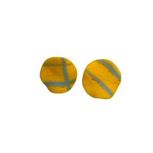 Helios Wavy Round Stud Earrings Ήλιος Χειροποίητα Στρογγυλά Κυματιστά Σκουλαρίκια Πολυμερικού Πηλού Κίτρινο & Γαλάζιο - πηλός, ατσάλι, μεγάλα