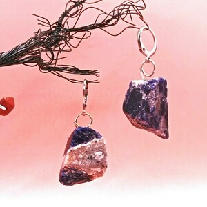 Σκουλαρίκια Σοδαλίτης - ημιπολύτιμες πέτρες, ατσάλι, boho, μεγάλα, γάντζος