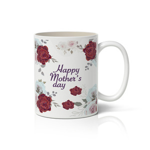 Κεραμική κούπα με λουλούδια και τύπωμα Happy Mother's Day για τη γιορτή της μητέρας 350ml - πηλός, πορσελάνη, μητέρα, κούπες & φλυτζάνια, ημέρα της μητέρας