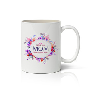 Κεραμική κούπα με τύπωμα "I love you mom" για τη γιορτή της μητέρας 350ml - πηλός, πορσελάνη, μητέρα, κούπες & φλυτζάνια, ημέρα της μητέρας