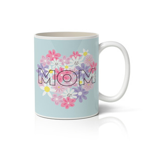 Κεραμική φλοράλ κούπα με τύπωμα "Mom" για τη γιορτή της μητέρας 350ml - πηλός, πορσελάνη, μητέρα, κούπες & φλυτζάνια, ημέρα της μητέρας
