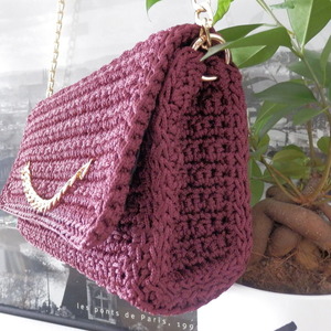 crochet shoulder bag handmade bag - νήμα, ώμου, πλεκτές τσάντες - 5