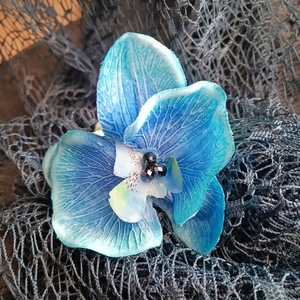 Orchid flower - ύφασμα, πλαστικό, λαστιχάκια μαλλιών - 3