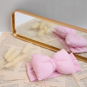Κορδέλα μαλλιών με φουσκωτό φιόγκο: ροζ - βαμβακερές κορδέλες, κορδέλες για μωρά - 3
