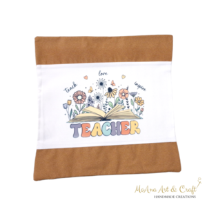 Θήκη μαξιλαριού 40x40εκ για τη δασκάλα με φελλό - ύφασμα, μαξιλάρια, προσωποποιημένα - 2