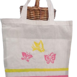 Υφασμάτινη οικολογική τσάντα tote bag με πεταλούδες - ύφασμα, μεγάλες, all day, tote, πάνινες τσάντες