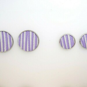 Leather Me Stripes Purple Pin Earring - δέρμα, μικρά, ατσάλι