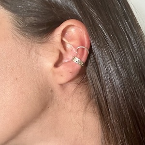 Hollow ear cuffs | Ασήμι 925 χειροποίητα σκουλαρίκια ear cuffs - ασήμι 925, μικρά, επιπλατινωμένα, φθηνά - 5