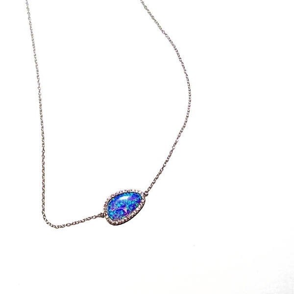 Blue opal - fashion, charms, επιχρυσωμένα, μακριά, οπάλιο