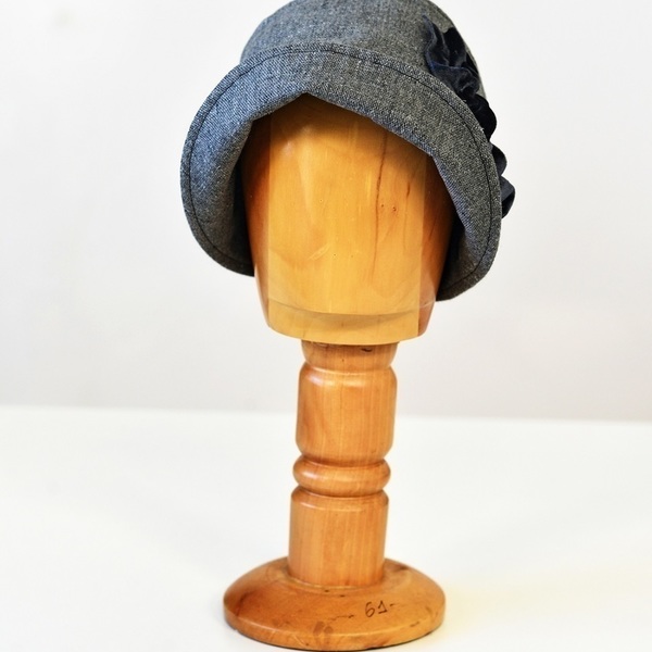Γκρί ανοιχτό Cloche καπέλο - μαλλί, ύφασμα, fashion, vintage, γυναικεία, χειροποίητα