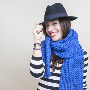 The Wrapper in Medium Blue - μαλλί, fashion, κασκόλ, χειροποίητα