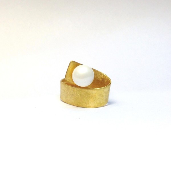 δαχτυλίδι ζωηρή κορδέλα - statement, κορδέλα, επιχρυσωμένα, ασήμι 925, minimal, σταθερά, μεγάλα - 4