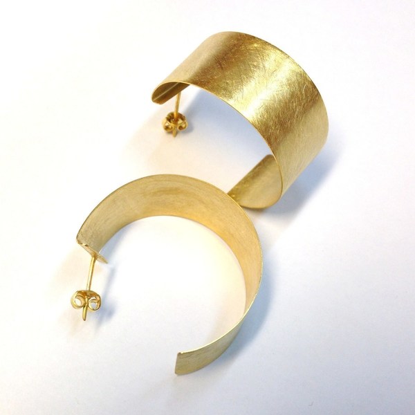 σκουλαρίκια κρίκος - ασήμι, επιχρυσωμένα, σκουλαρίκια - 2
