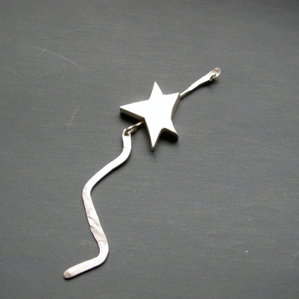 Geometric star necklace - sterling silver pendant - falling star pendant - statement, chic, fashion, charms, design, ασήμι 925, χειροποίητα - 2