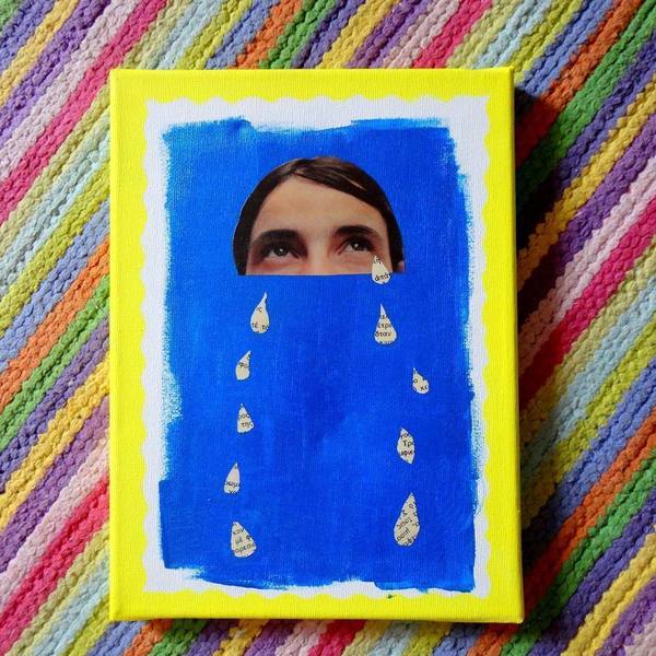 Πίνακας collage "why do we cry?" - statement, διακοσμητικό, πίνακες & κάδρα, χειροποίητα, ιδιαίτερο, μοναδικό, μοντέρνο, πολύχρωμο, επιτοίχιο, καμβάς, χαρτί, είδη διακόσμησης, είδη δώρου