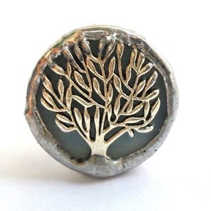 Δαχτυλίδι Δέντρο Βιτρώ - chic, γυαλί, αλουμίνιο, δώρο, βιτρώ, χειροποίητα, μεγάλα, αυξομειούμενα, φθηνά