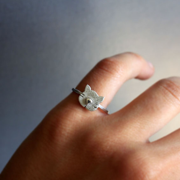 Ασημένιο δαχτυλίδι - Γατούλα - ασήμι, design, ασήμι 925, mini, χειροποίητα, μικρά, αυξομειούμενα
