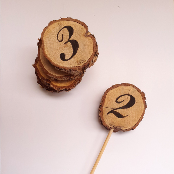 Wooden table numbers - chic, διακοσμητικό, ξύλο, vintage, χειροποίητα
