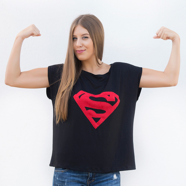 "Tinky" Super girl tshirt - βελούδο, all day, δώρα για γυναίκες - 2