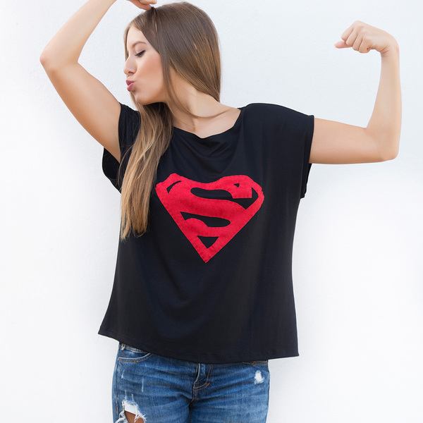 "Tinky" Super girl tshirt - βελούδο, all day, δώρα για γυναίκες - 3