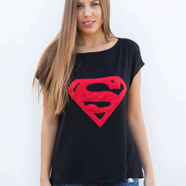"Tinky" Super girl tshirt - βελούδο, all day, δώρα για γυναίκες - 4
