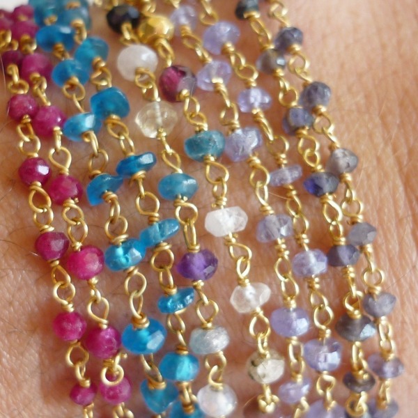 Rainbow bracelets - ημιπολύτιμες πέτρες, επιχρυσωμένα - 2