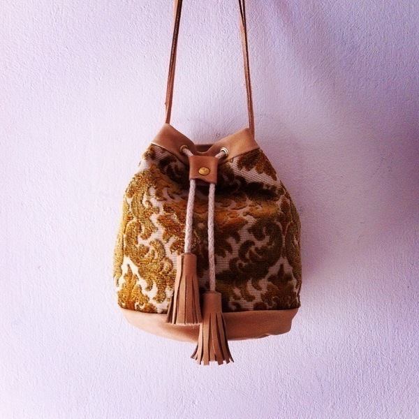 mini bucket _blobag (δερμάτινη mini _blobag) - δέρμα, statement, ύφασμα, handmade, fashion, mini, ώμου, πουγκί, χειροποίητα, boho, ethnic - 3