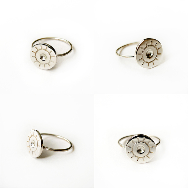 Δαχτυλίδι Ασημένιο - μοντέρνο, επιχρυσωμένα, ασήμι 925, ήλιος, δαχτυλίδι, μάτι, minimal, μικρά, ethnic - 2