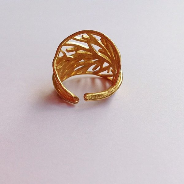 Leaf ring-Δαχτυλίδι Φύλλο από Ασήμι - επιχρυσωμένα, ασήμι 925, αυξομειούμενα - 3