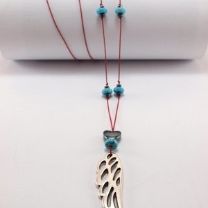 feather in the wind - μετάξι, chic, charms, φτερό, αιματίτης, μέταλλο, κορδόνια, μακριά, boho - 4