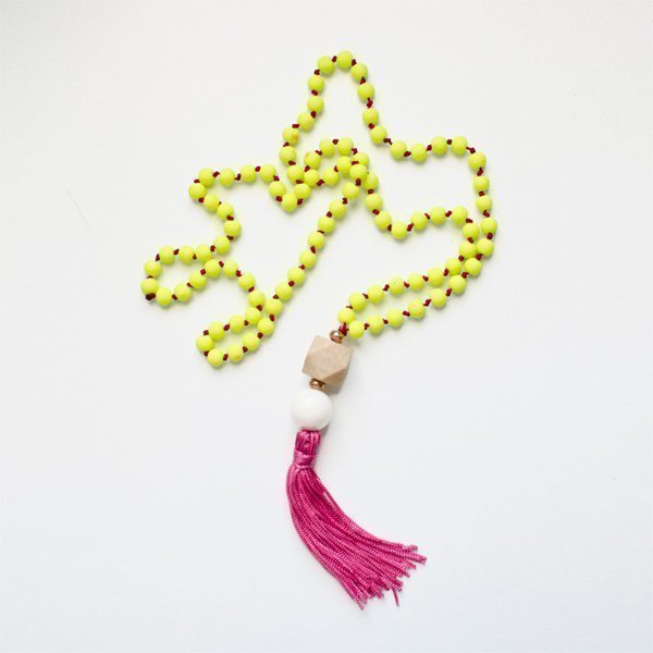 Polygonal Fluo Rosary - ξύλο, γυαλί, ακρυλικό, boho - 2