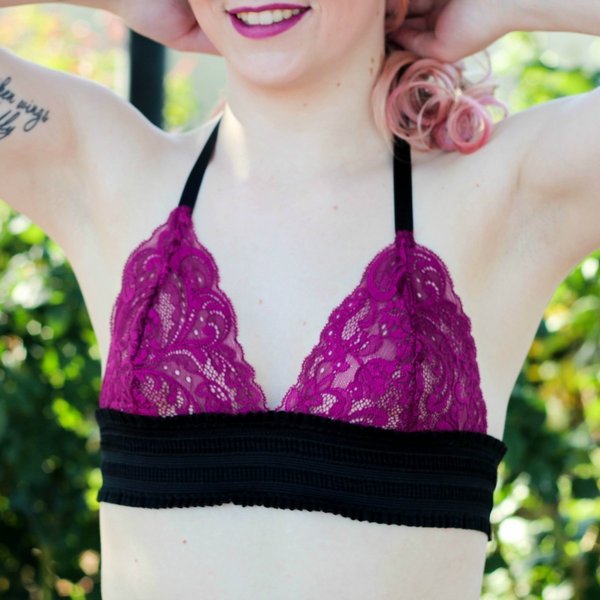 Δαντελένιο soft bralette με λάστιχο - γυναικεία, romantic, χειροποίητα, δαντέλα, δώρα αγίου βαλεντίνου