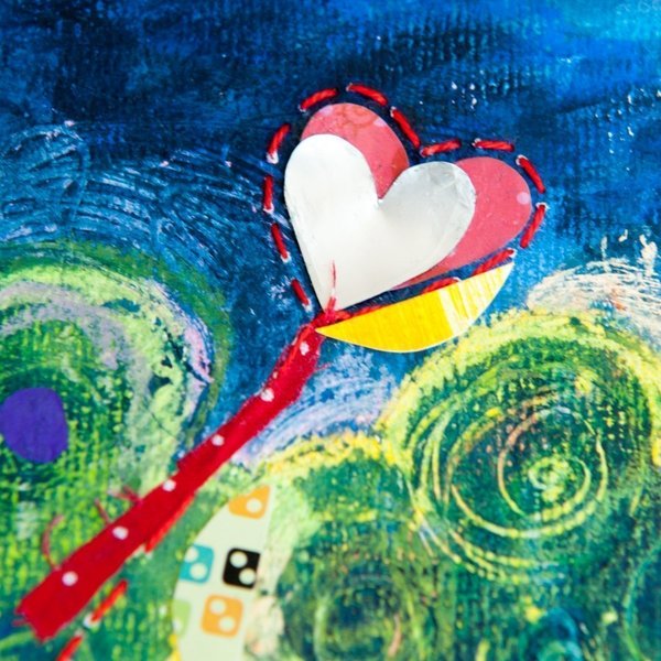 παιδικός πίνακας "ευτυχισμένα" - πίνακες & κάδρα, χαρτί, δέντρα, κορδόνια, παιδικό δωμάτιο, παιδικά κάδρα - 3