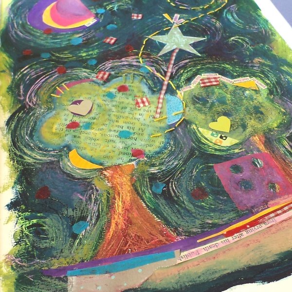παιδικός πίνακας "δέντρα που παίζουν" - πίνακες & κάδρα, χαρτί, όνομα - μονόγραμμα, παιδικό δωμάτιο, παιδικά κάδρα - 2