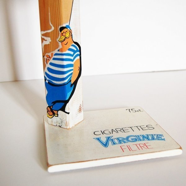 Vintage Virginie cigarettes advertisment - επιτραπέζιο φωτιστικό - ξύλο, vintage, ζωγραφισμένα στο χέρι, πορτατίφ, χειροποίητα, unique, ρετρό, πρωτότυπα δώρα, ξύλινα διακοσμητικά