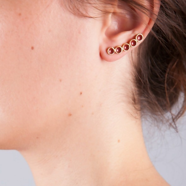 Colored Smile earrings - χρωματιστό, επιχρυσωμένα, ασήμι 925, σμάλτος, πλάτης, χειροποίητα - 2