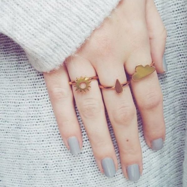 " Dream on " II goldplated ring - αυξομειούμενα, επιχρυσωμένα, ασήμι 925, minimal, σύννεφο, μικρά - 2