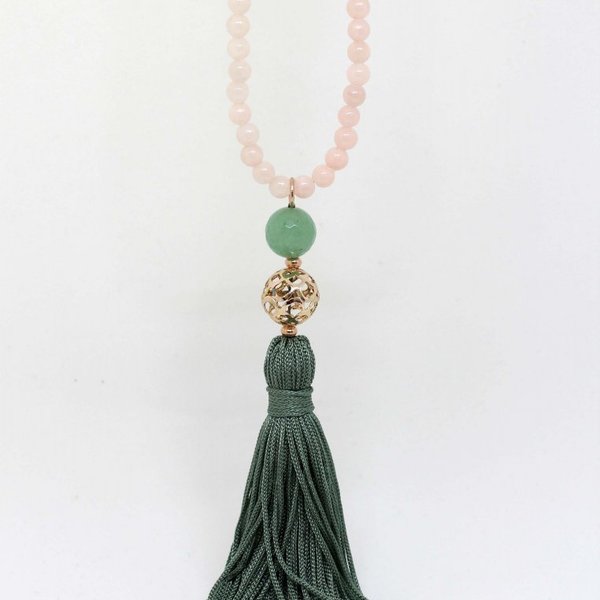 Olive Pink Necklace - μακρύ, με φούντες, ροζάριο, κρεμαστά - 2