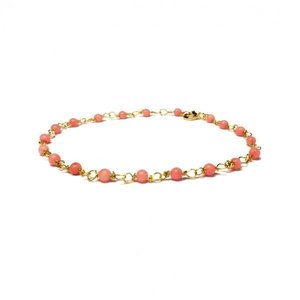 Coral Bracelet - κοράλλι, γυναικεία, χειροποίητα, χάντρες, minimal, ethnic, σταθερά