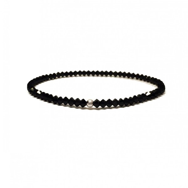 Black Swarovski Bracelet - ασήμι, βραδυνά, γυναικεία, ασήμι 925, ανδρικά, επάργυρα, χάντρες, rock, σταθερά - 4