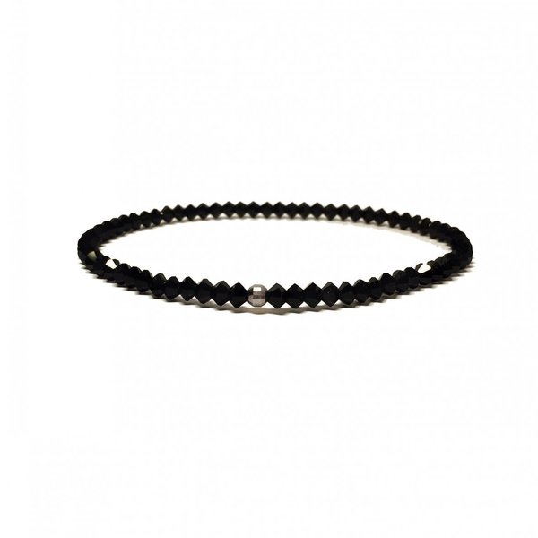 Black Swarovski Bracelet - ασήμι, βραδυνά, γυναικεία, ασήμι 925, ανδρικά, επάργυρα, χάντρες, rock, σταθερά - 5