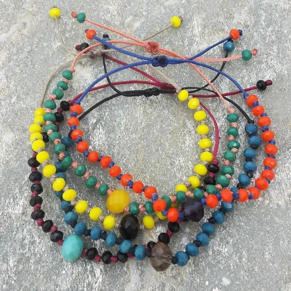 Βραχιόλι "Simple love" - bracelet - chic, handmade, fashion, χρωματιστό, κερωμένα κορδόνια, γυναικεία, κρύσταλλα, customized, βραχιόλι, βραχιόλια, κορδόνια, χειροποίητα, χάντρες, boho, ethnic, αυξομειούμενα - 4