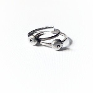 Personalized Pebble Ring | Set of 2 | Ασήμι 925 - statement, μοναδικό, chevalier, ασήμι 925, customized, δημιουργία, χειροποίητα, δωράκι, personalised, boho, αυξομειούμενα