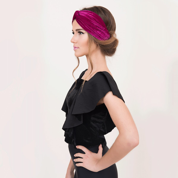 Magenta velvet Headband - κορδέλα, βελούδο, βελούδο - 3