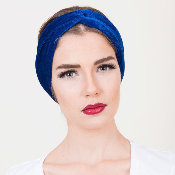 Blue velvet Headband - ύφασμα, κορδέλα, βελούδο, βελούδο - 2
