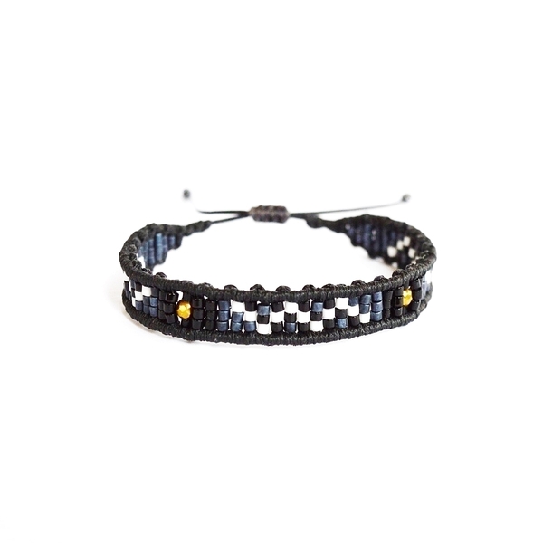 Checkers bracelet M, μακραμε βραχιολια με χαντρες & αιματιτη - ημιπολύτιμες πέτρες, chic, fashion, κερωμένα κορδόνια, μοντέρνο, γυναικεία, αιματίτης, μακραμέ, κορδόνια, χειροποίητα, χάντρες, minimal, boho, αυξομειούμενα - 2