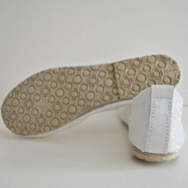 Άσπρο γκλίτερ - Χειροποίητες δερμάτινες μπαλαρίνες παπούτσια - δέρμα, ύφασμα, γυναικεία, ανοιξιάτικο, κορδόνια, χειροποίητα, για παιδιά - 2